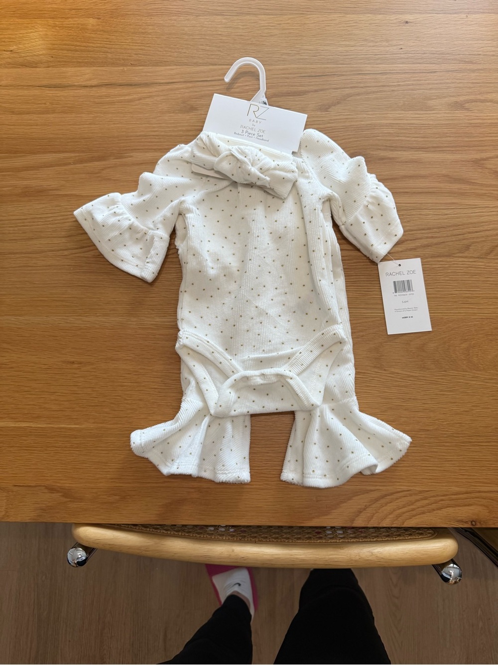 NWT Rachel Zoe Baby Girls 3 Piece Outfit Set 3-6M White Bell Bottoms